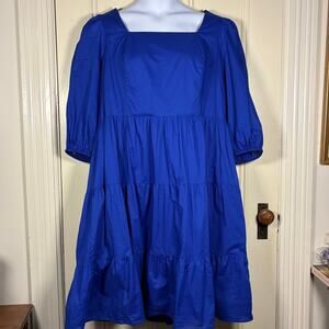 Mod/x Dress 3X Blue Tiered Trad Wife Prairie Peasant Festival Boho flowy flirty
